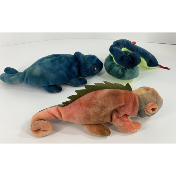 Ty Beanie Babies Reptile Bundle (3pcs) Rainbow, Iggy And Hissy - Picture 3 of 16